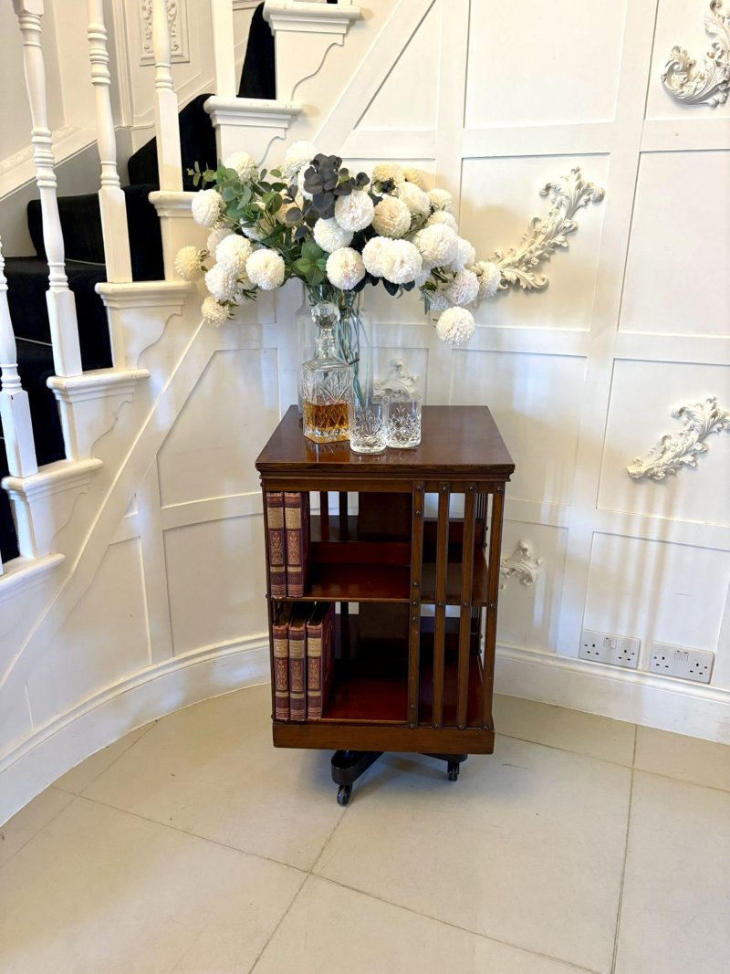 Antique Edwardian Quality Mahogany Revolving Bookcase - Image 8